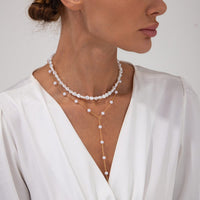 Thumbnail for Elegant 2pcs Gold Plated Pearl Chain Y Necklace Set - ArtGalleryZen