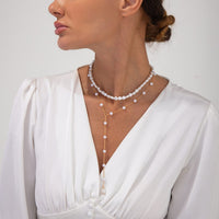 Thumbnail for Elegant 2pcs Gold Plated Pearl Chain Y Necklace Set - ArtGalleryZen