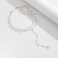 Thumbnail for Elegant 2pcs Gold Plated Pearl Chain Y Necklace Set - ArtGalleryZen