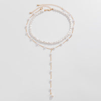 Thumbnail for Elegant 2pcs Gold Plated Pearl Chain Y Necklace Set - ArtGalleryZen