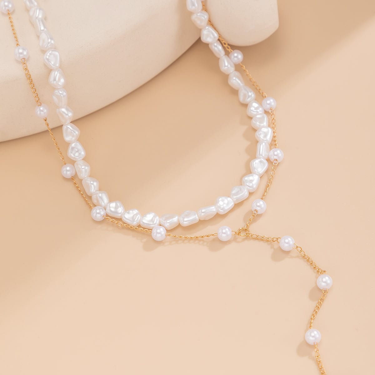 Elegant 2pcs Gold Plated Pearl Chain Y Necklace Set - ArtGalleryZen