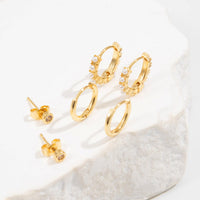 Thumbnail for Elegant 3 Pairs Pearl Huggie Hoop Earrings Set - ArtGalleryZen