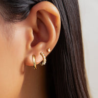 Thumbnail for Elegant 3 Pairs Pearl Huggie Hoop Earrings Set - ArtGalleryZen