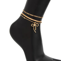 Thumbnail for Elegant 3pcs Bowknot Charm Herringbone Chain Anklet Set - ArtGalleryZen