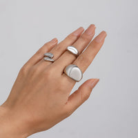 Thumbnail for Elegant 3Pcs Gold Silver Plated Glossy Ring Set - ArtGalleryZen