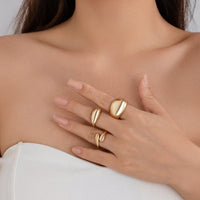 Thumbnail for Elegant 3Pcs Gold Silver Plated Glossy Ring Set - ArtGalleryZen