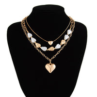 Thumbnail for Elegant 3pcs Gold Silver Plated Heart Pendant Pearl Necklace Set - ArtGalleryZen