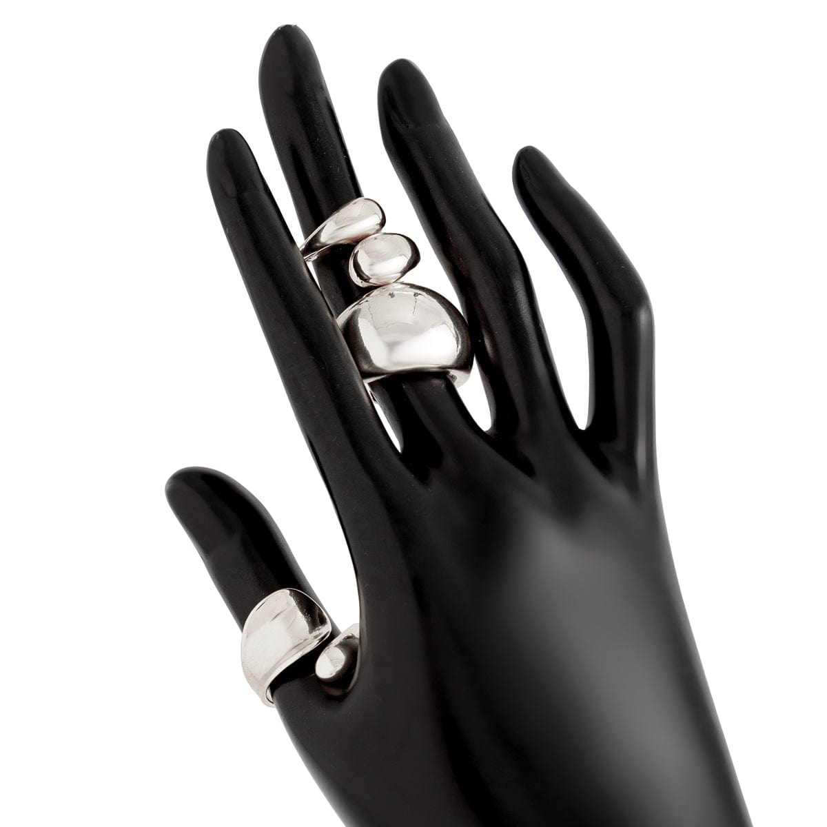 Elegant 3pcs Gold Silver Tone Glossy Waterdrop Ring Set - ArtGalleryZen