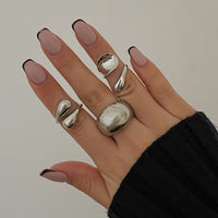 Thumbnail for Elegant 3pcs Gold Silver Tone Glossy Waterdrop Ring Set - ArtGalleryZen