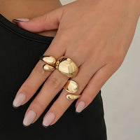 Thumbnail for Elegant 3pcs Gold Silver Tone Glossy Waterdrop Ring Set - ArtGalleryZen