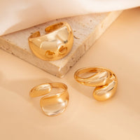 Thumbnail for Elegant 3pcs Gold Silver Tone Glossy Waterdrop Ring Set - ArtGalleryZen
