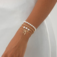 Thumbnail for Elegant 4pcs Bowknot Charm Pearl Rope Chain Bracelet Set - ArtGalleryZen