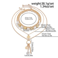 Thumbnail for Elegant 4pcs Irregular Pearl Round Disk Tassel Cable Chain Necklace Set - ArtGalleryZen