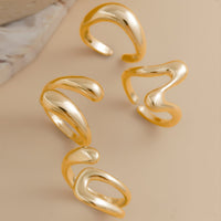 Thumbnail for Elegant 4Pcs Metallic Waterdrop Open Ring Set - ArtGalleryZen