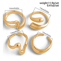 Thumbnail for Elegant 4Pcs Metallic Waterdrop Open Ring Set - ArtGalleryZen