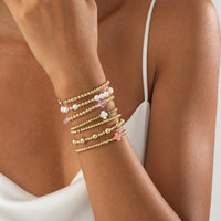 Thumbnail for Elegant 7pcs Star Cross Charm Pearl Beaded Chain Bracelet Set - ArtGalleryZen