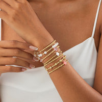 Thumbnail for Elegant 7pcs Star Cross Charm Pearl Beaded Chain Bracelet Set - ArtGalleryZen