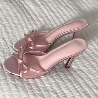 Thumbnail for Elegant Bowknot Mesh Round Head Thin Heel Sandals - ArtGalleryZen