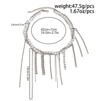 Thumbnail for Elegant Box Curb Chain Tassel Pearl Choker Necklace - ArtGalleryZen