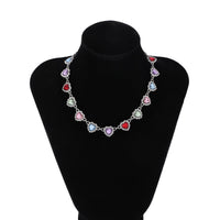 Thumbnail for Elegant Colorful CZ Inlaid Heart Chain Necklace - ArtGalleryZen