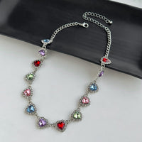 Thumbnail for Elegant Colorful CZ Inlaid Heart Chain Necklace - ArtGalleryZen