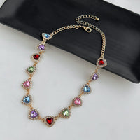 Thumbnail for Elegant Colorful CZ Inlaid Heart Chain Necklace - ArtGalleryZen