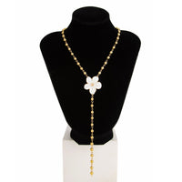 Thumbnail for Elegant Enamel Flower Charm Ball Chain Y Necklace - ArtGalleryZen