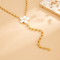 Thumbnail for Elegant Enamel Flower Charm Ball Chain Y Necklace - ArtGalleryZen