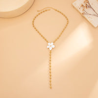 Thumbnail for Elegant Enamel Flower Charm Ball Chain Y Necklace - ArtGalleryZen