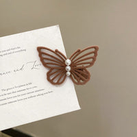 Thumbnail for Elegant Flocking Pearl Butterfly Hair Clip - ArtGalleryZen