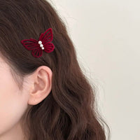 Thumbnail for Elegant Flocking Pearl Butterfly Hair Clip - ArtGalleryZen