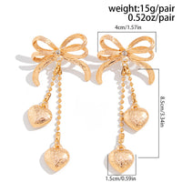 Thumbnail for Elegant Floral Heart Dangle Bowknot Earrings - ArtGalleryZen