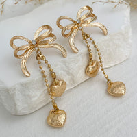 Thumbnail for Elegant Floral Heart Dangle Bowknot Earrings - ArtGalleryZen