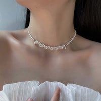 Thumbnail for Elegant Flower Pearl Beaded Chain Necklace - ArtGalleryZen