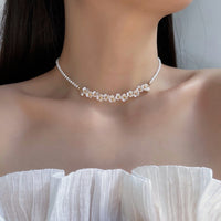Thumbnail for Elegant Flower Pearl Beaded Chain Necklace - ArtGalleryZen