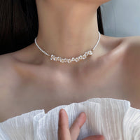 Thumbnail for Elegant Flower Pearl Beaded Chain Necklace - ArtGalleryZen