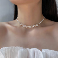 Thumbnail for Elegant Flower Pearl Beaded Chain Necklace - ArtGalleryZen