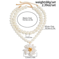 Thumbnail for Elegant Flower Pendant Pearl Chain Necklace Ring - ArtGalleryZen