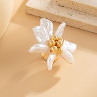 Thumbnail for Elegant Flower Pendant Pearl Chain Necklace Ring - ArtGalleryZen