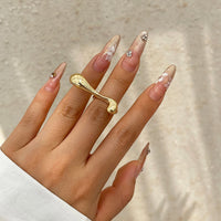 Thumbnail for Elegant Geometric Metallic Waterdrop Open Ring - ArtGalleryZen