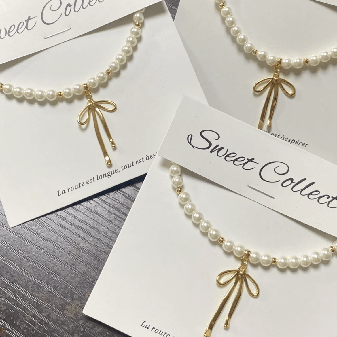 Elegant Gold Silver Plated Bowknot Pendant Pearl Chain Necklace - ArtGalleryZen
