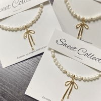 Thumbnail for Elegant Gold Silver Plated Bowknot Pendant Pearl Chain Necklace - ArtGalleryZen