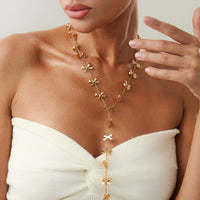 Thumbnail for Elegant Gold Silver Plated Bowknot Y Necklace - ArtGalleryZen