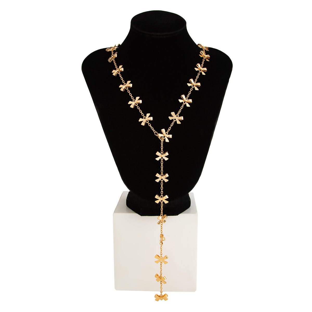 Elegant Gold Silver Plated Bowknot Y Necklace - ArtGalleryZen
