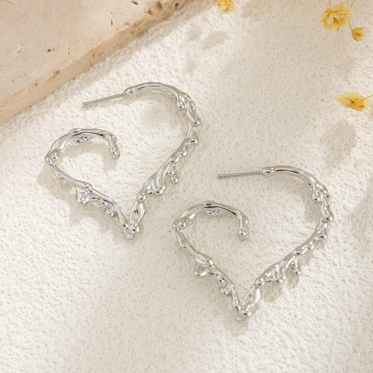 Elegant Gold Silver Plated Melting Heart Stud Earrings - ArtGalleryZen