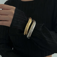 Thumbnail for Elegant Gold Silver Tone Curved Bangle Bracelet - ArtGalleryZen