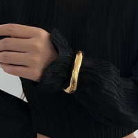Thumbnail for Elegant Gold Silver Tone Curved Bangle Bracelet - ArtGalleryZen