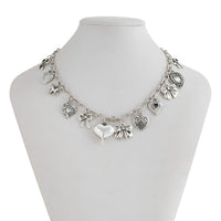 Thumbnail for Elegant Gold Silver Tone Relief Heart Bowknot Tassel Necklace - ArtGalleryZen