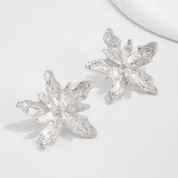 Thumbnail for Elegant Gold Silver Tone Textured Flower Earrings - ArtGalleryZen