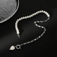 Thumbnail for Elegant Heart Ceramics Pendant Pearl Chain Necklace - ArtGalleryZen